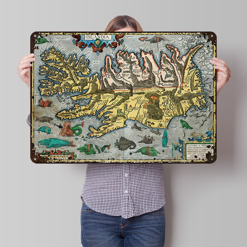 Map of Iceland Metal Poster Cu - Gaming Accessories Europe 评论和价格