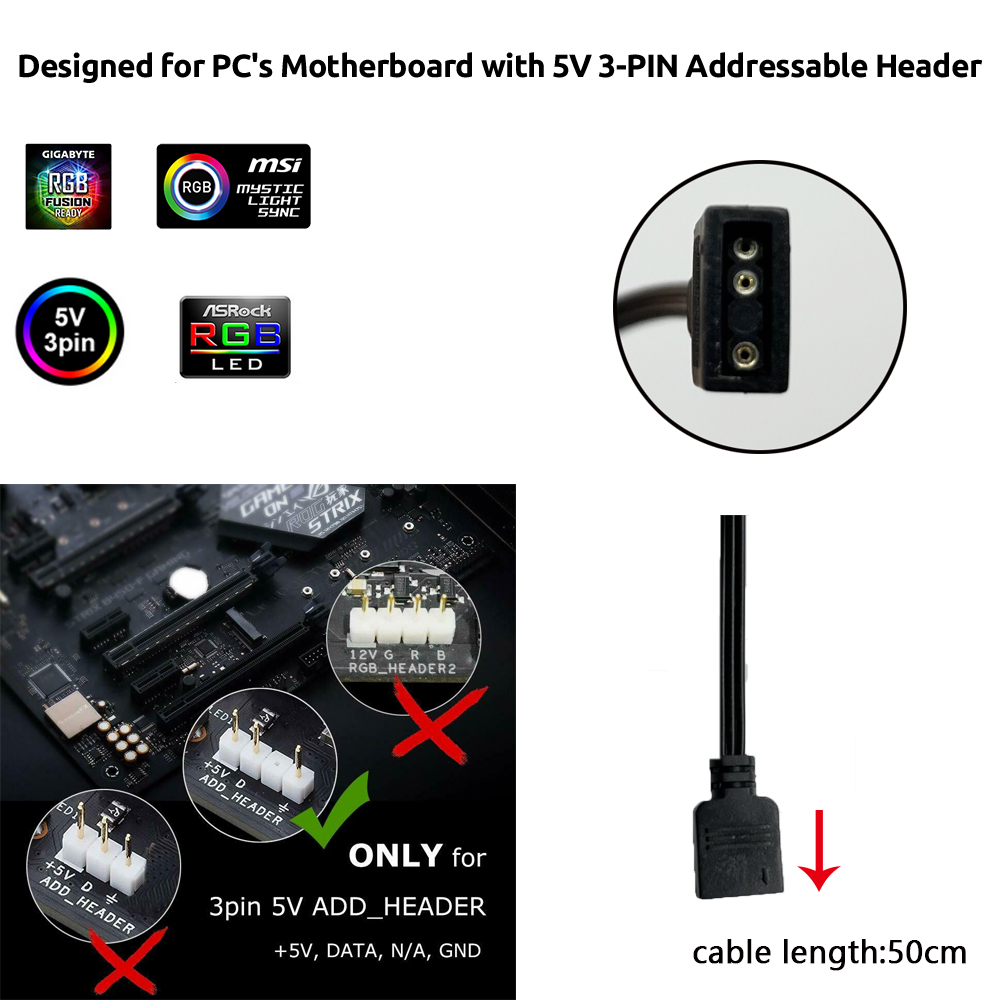 5V ARGB 3Pin Header for Asus A - Gaming Accessories Led 评论和价格