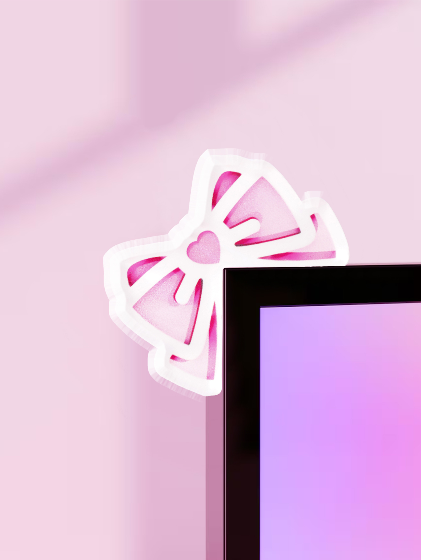 Kawaii Bow Monitor Decor Pink  - Gaming Home Accessories 评论和价格