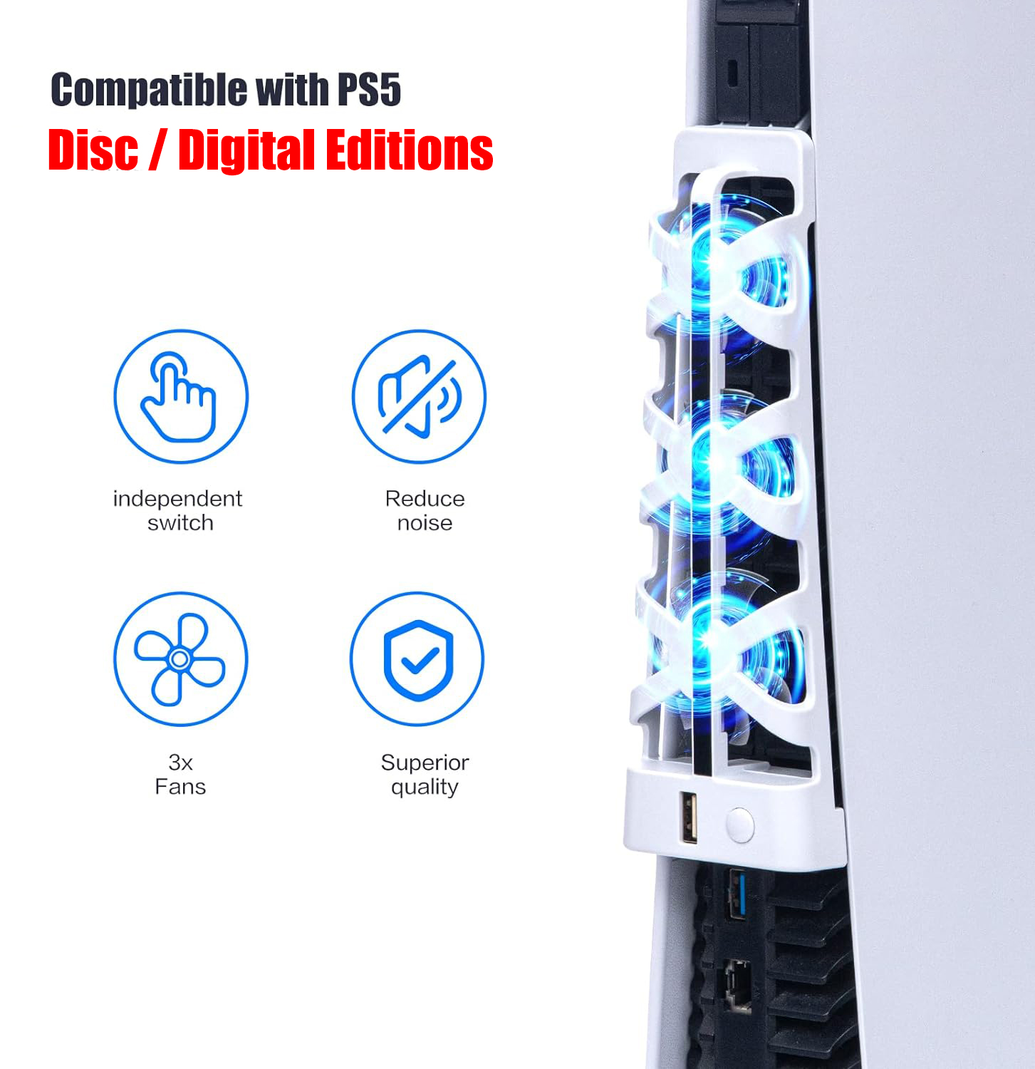 For PS5 Slient Cooling Fan wit - Gaming Accessories Led 评论和价格